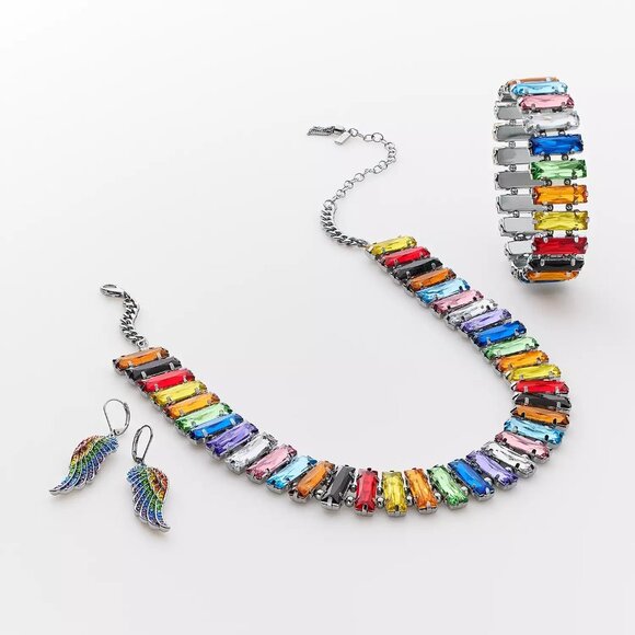 Simply Vera Vera Wang Silver Tone Rainbow Bars Stretch Bracelet - Picture 2 of 3